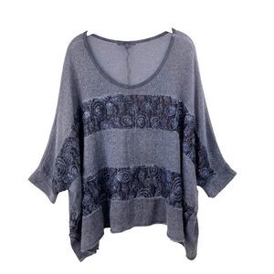 Tempo Paris‎ lace wool mohair knit boxy top Sz M boxo lagenlook soft